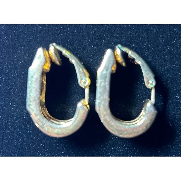 Vintage Givenchy Gold-Tone Greek Key Clip-On Earrings Elegant Old Money - Picture 3 of 10